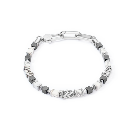 Unisex bracelet cubes & chain white 0902301400