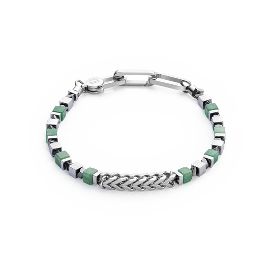 Bracelet Precious Cubes & Chain green-silver 0906300500