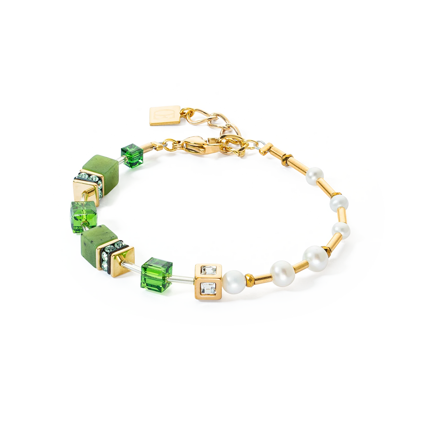 Armbånd GeoCUBE® Fusion Precious Pearl Mix gullgrønn 1122300516