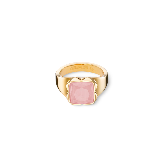 Ring Spikes Square Rose Quartz gold-pink 120040191652