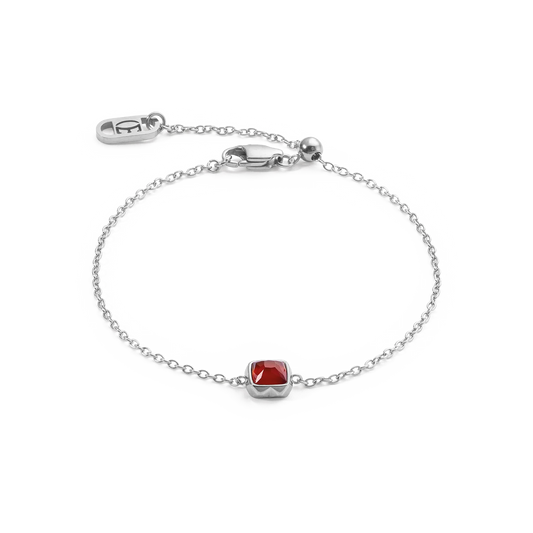 Birthstone January Bracelet Red Agate Silver 1300300300