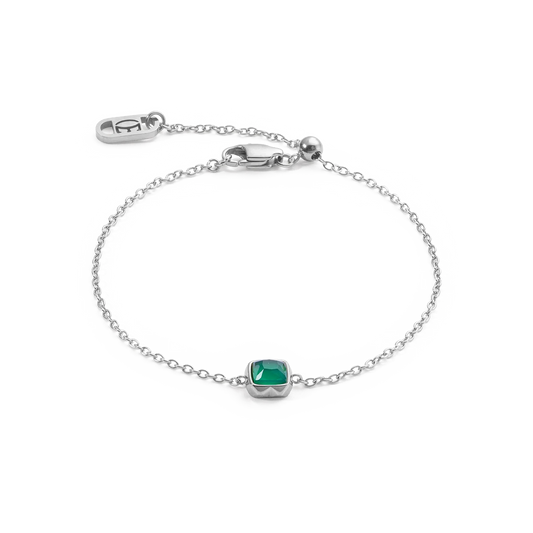 Birthstone May Bracelet Green Agate Silver 1300300500