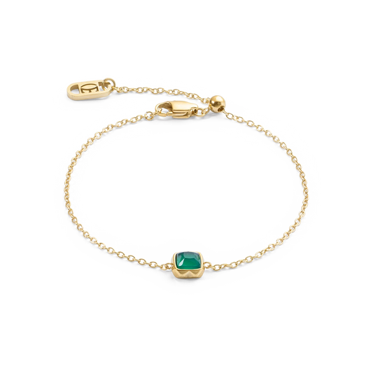 Birthstone May Bracelet Green Agate Gold 1301300500