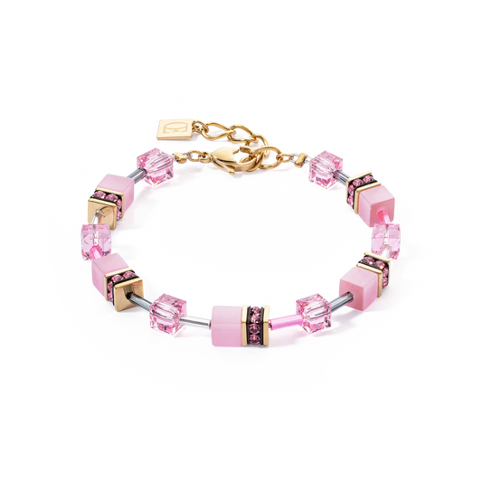 GeoCUBE® Iconic Mono Gold armbånd rosa 4020301920