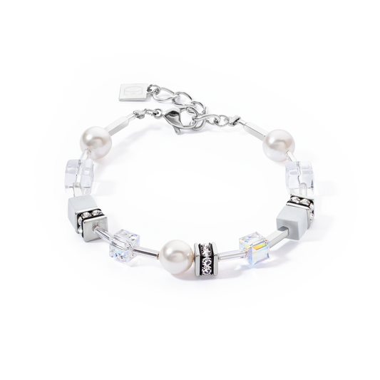 GeoCUBE® Iconic Pearl Mix armbånd sølv-hvit 4081301417