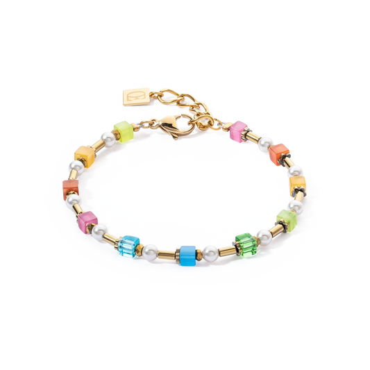 Armbånd Mini Cubes & Pearls Mix gull-regnbue 4356301516