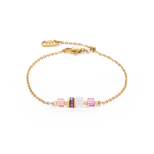 Bracelet Mini Cubes & Chain gold-pink 5076301916