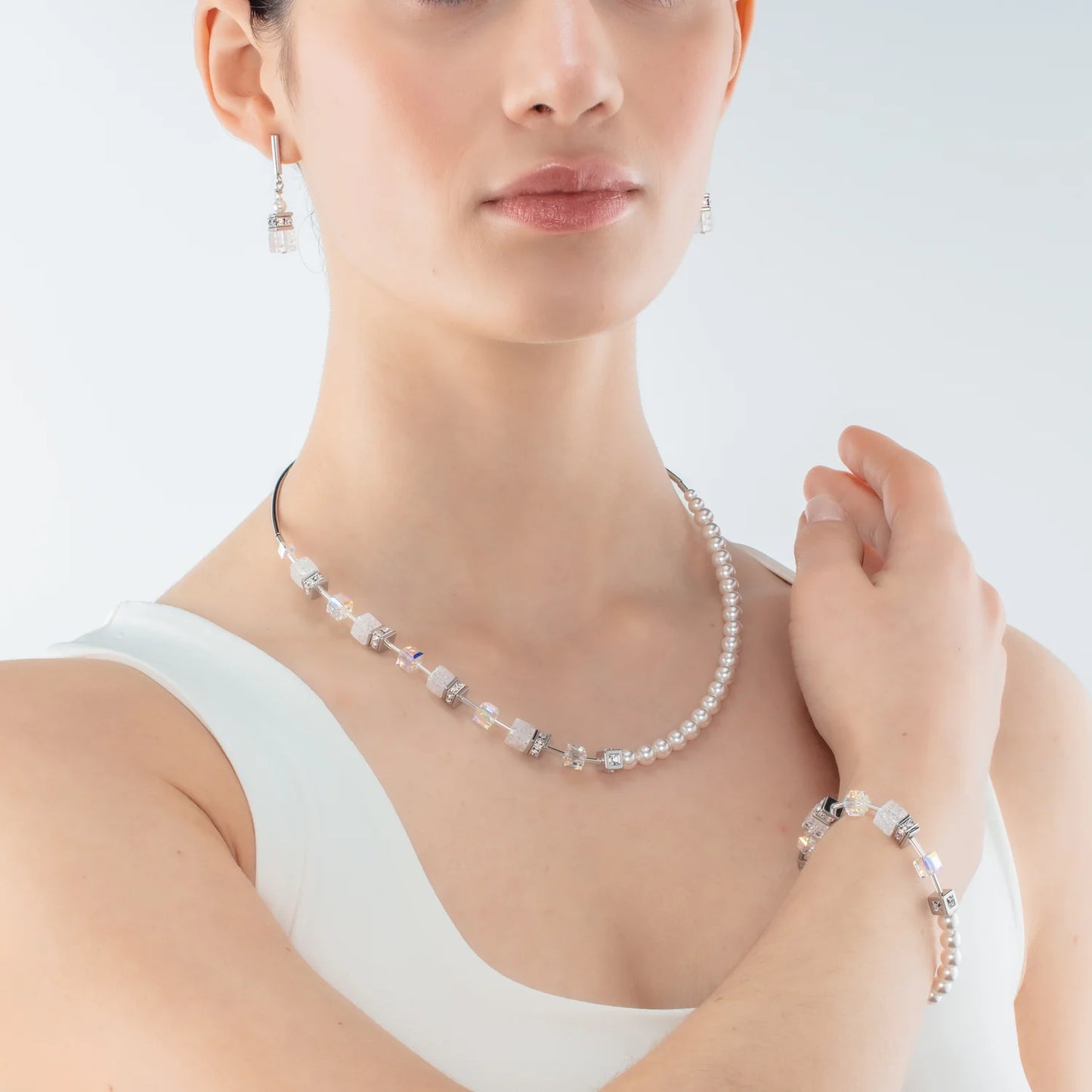 GeoCUBE® Precious Fusion Pearls armbånd hvit 5086301400