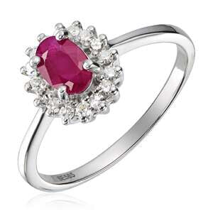 Ring Rosett 0,16ct WSI Rubin Hv 585 Artikkelnr: 57287