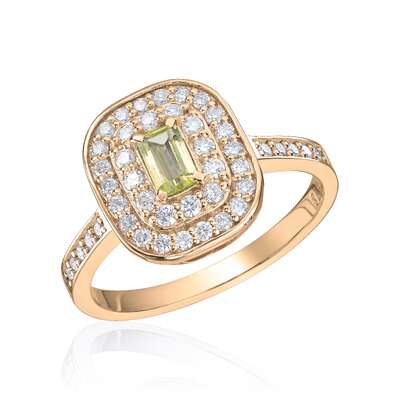 Ring New York 0,50ct TWSI Peridot gult gull 14K Artikkelnr: 57382