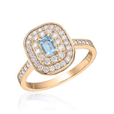 Ring New York 0,50ct TWSI Akvamarin 14K gult gull Artikkelnr: 57386