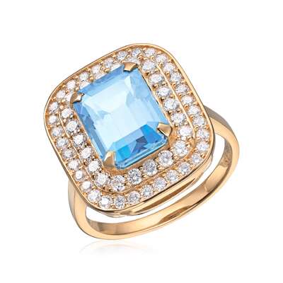 Ring Manhatten 0,84ct TWSI Akvamarin 14K gult gull Artikkelnr: 57398