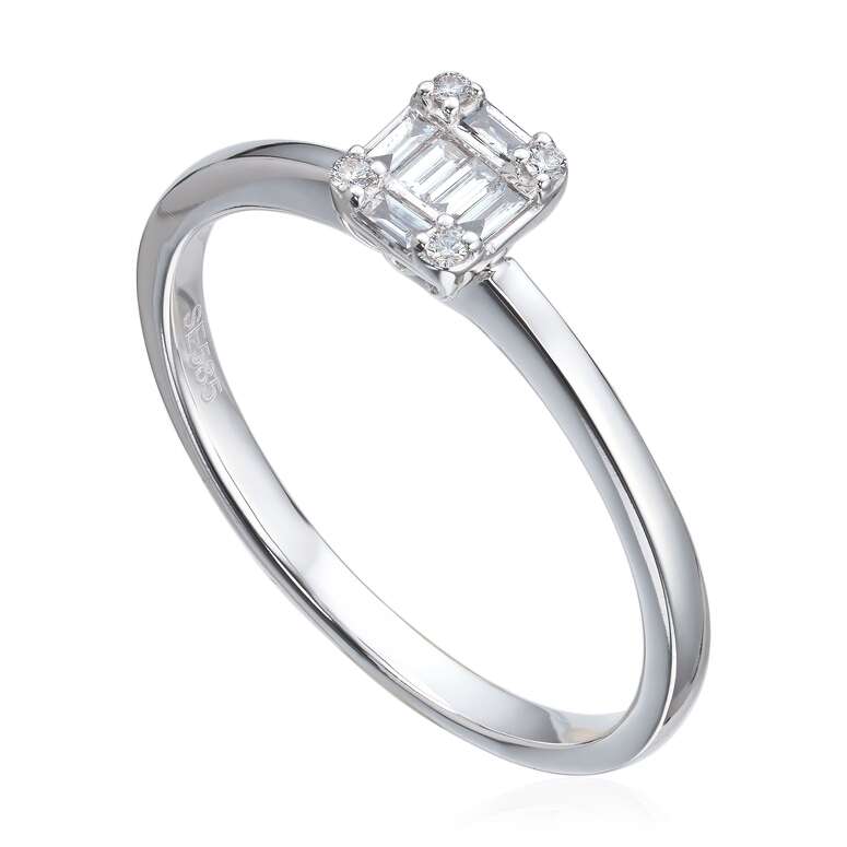 Ring baguett og brilliant cut 0,11ct WSI HV 585 Artikkelnr: 57570