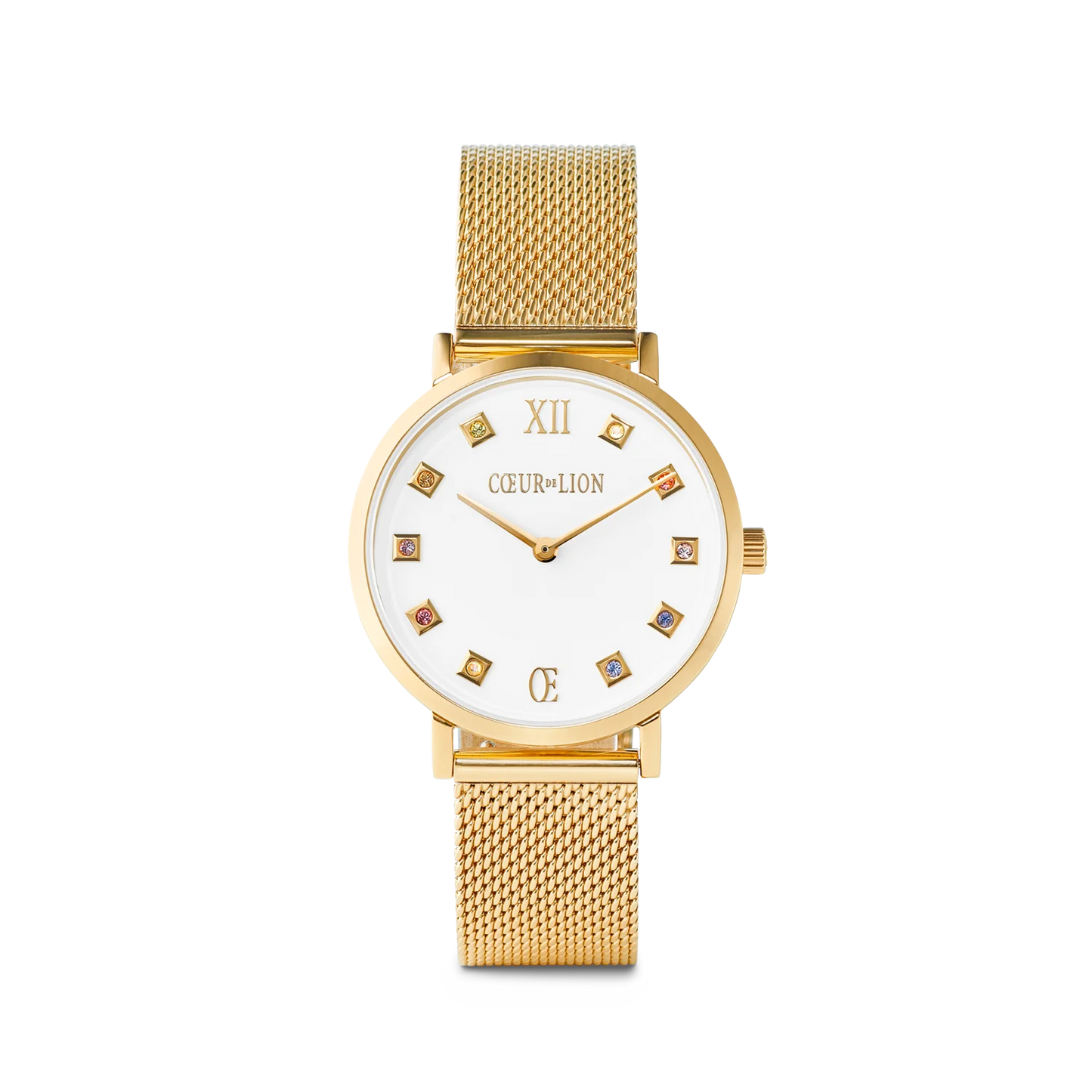 Watch Round Brilliant White Milanese Stainless Steel Gold 7612701614