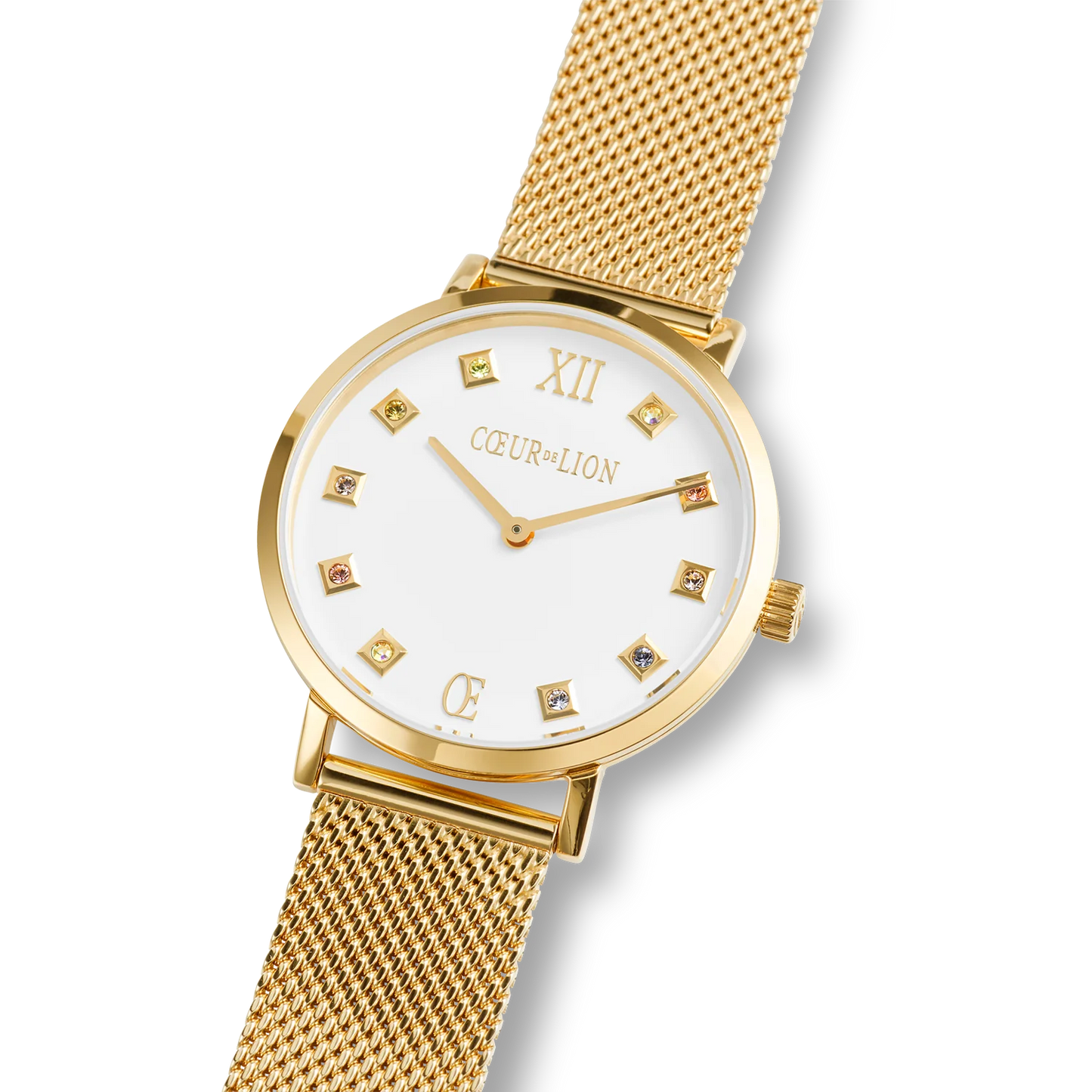 Watch Round Brilliant White Milanese Stainless Steel Gold 7612701614