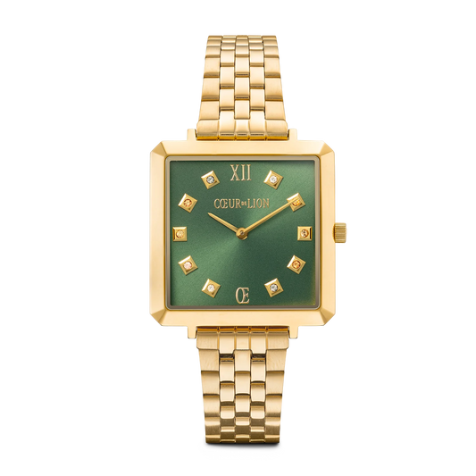 Watch Iconic Square Glamorous Green Stainless Steel Gold 7632731605