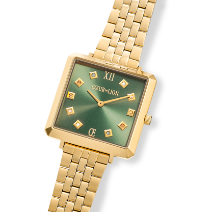 Watch Iconic Square Glamorous Green Stainless Steel Gold 7632731605