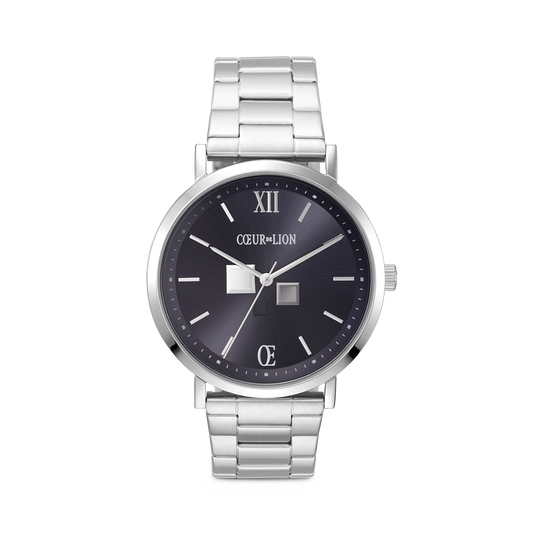 Watch Round Statement Unisex Sunray Midnight Blue Stainless Steel Frosted Silver 7640731707