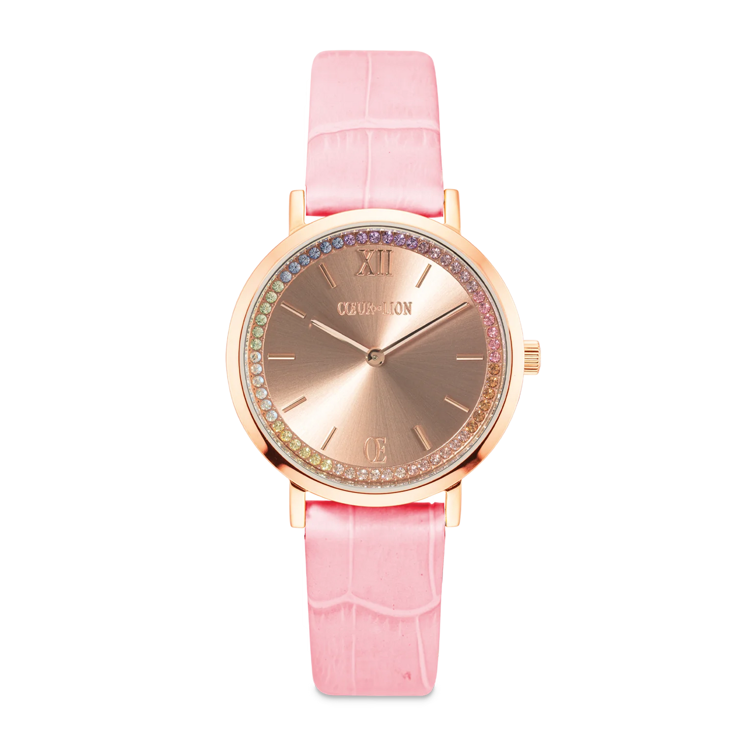 Watch Round Pastel Lovers Rose Gold Bracelet Leather Pink 7651711910