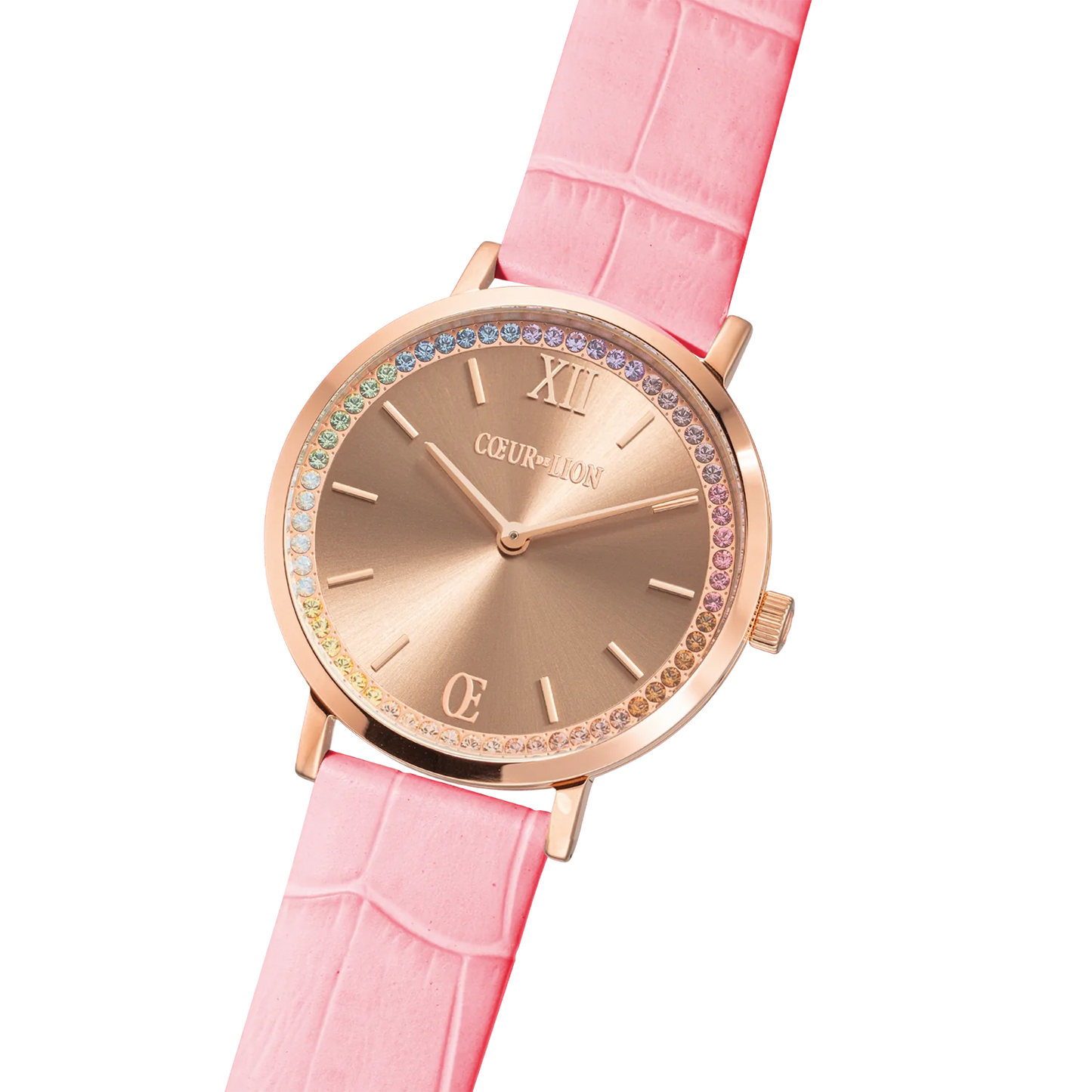 Watch Round Pastel Lovers Rose Gold Bracelet Leather Pink 7651711910