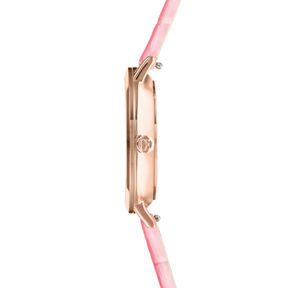 Watch Round Pastel Lovers Rose Gold Bracelet Leather Pink 7651711910