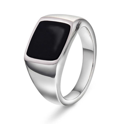 Black ring i sølv med sort onyx 972582